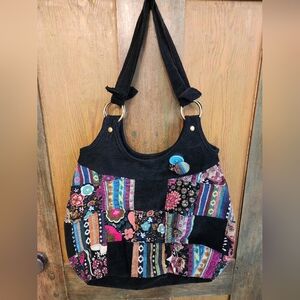 Corduroy Patchwork Shoulder Bag